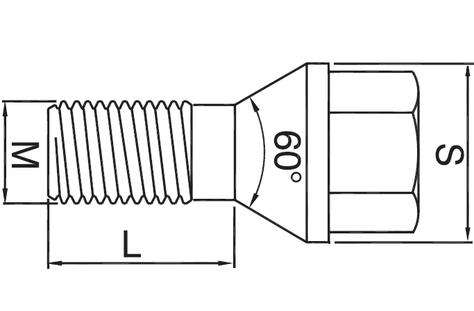 Wheel Bolt M14x1,5 with conical seat